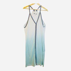 Pitusa Dip Dye Ombré Blue White Sundress One Size Petite Maxi Dress Peru Cotton